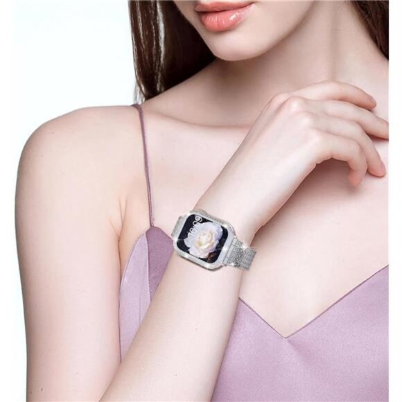 Compatible for Apple Watch Band 40mm Series 6/5/4/SE, Diamond Rhinestone Case - Picture 5 of 7